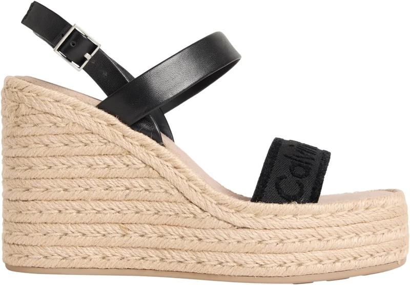 Calvin Klein Women’s Wedge Espadrilles 70 Webbing with Ankle Straps, Black (Ck Black), 7