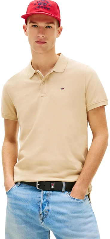 Tommy Jeans Men's TJM Slim Placket Polo Ext Dm0Dm20676 S/S Polo, Beige (Gentle Gold), XXL