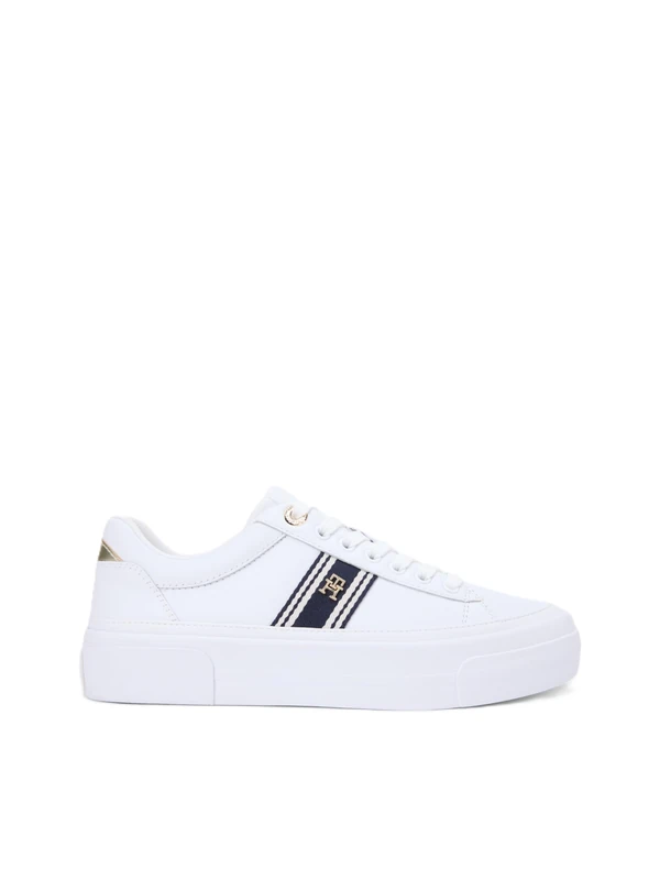 Tommy Hilfiger Women's Th Foxing Platform Webbing FW0FW09353 Low Top, White (White), 5