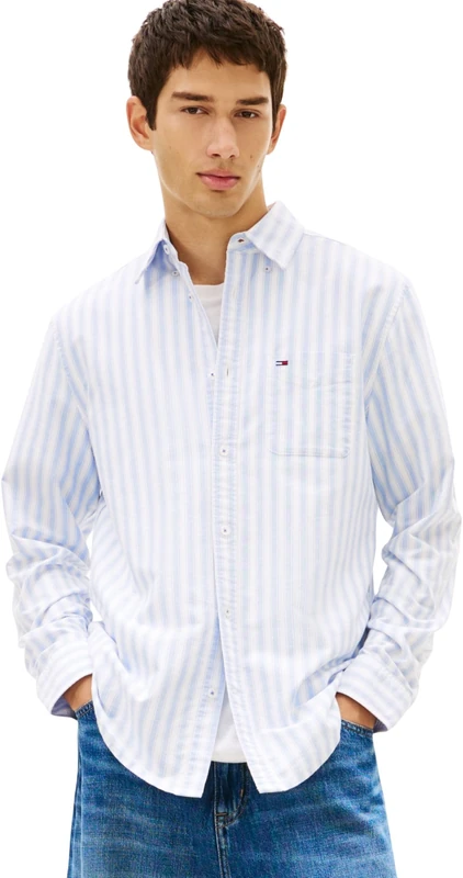 Tommy Jeans Men's TJM Reg Oxford Shirt Ext DM0DM22790 L/S, Blue (Blue Twilight Stripe), 4XL