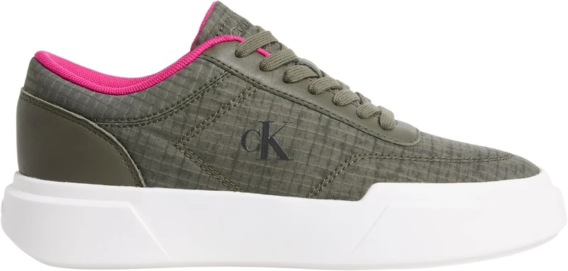 Calvin Klein Women's Cupsole Trainers Chunky Lace-up, Green (Deep Lichen Green/Pink Yarrow), 2