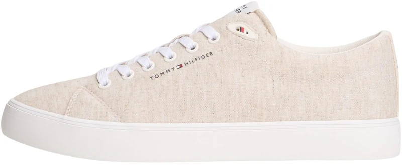 Tommy Hilfiger Men's Harlem Core Ii Chambray FM0FM05818 Low Top, White (Ecru), 13