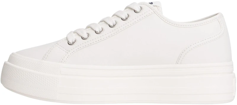 Tommy Jeans Women’s Flatform Trainers Low Top, White (Ecru), 6.5
