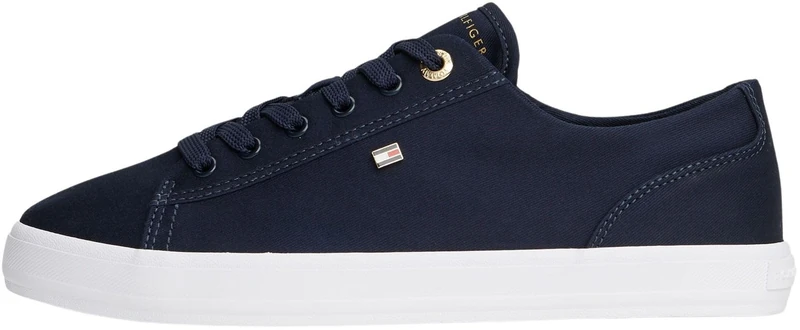 Tommy Hilfiger Women's Th Foxing Sneaker Canvas FW0FW09170 Low Top, Blue (Space Blue), 3.5