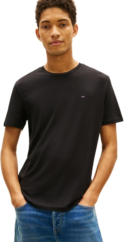 Tommy Jeans Men’s 3 Pack T-Shirts Short Sleeve in Cotton, Multicolor (Black/Black/Ecru), XS