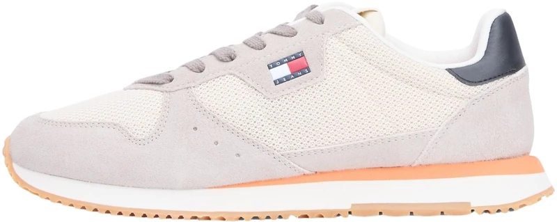 Tommy Jeans Men's TJM Eva Runner Leather EM0EM01690 Low Top, Beige (Stone), 10 UK