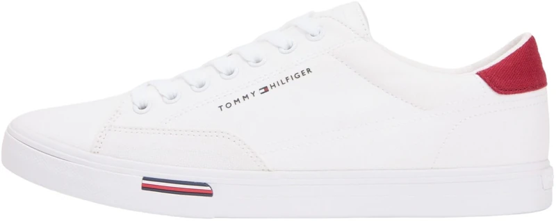 Tommy Hilfiger Men's Vulc Core RWB Long Lace CVS FM0FM05813 Low Top, White (White), 8