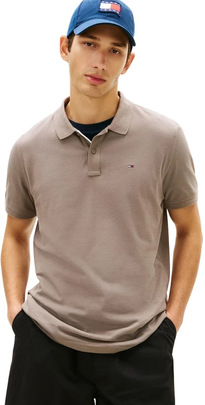 Tommy Jeans Men's TJM Slim Placket Polo Ext Dm0Dm20676 S/S Polo, Grey (Ivy Mink), S