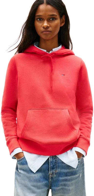 Tommy Jeans Women's Tjw Reg S Flag Hoodie Dw0Dw19958 Pullover Hoodie, RED (Red Alert), L