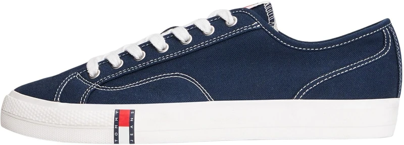 Tommy Jeans Men’s Vulcanised Trainers Archive in Canvas, Blue (Dark Night Navy), 9