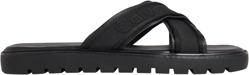 Calvin Klein Men's Sq Molded Sandal Xcross Wb HM0HM02101 Flat Sandals, BLACK (Triple Black), 6.5