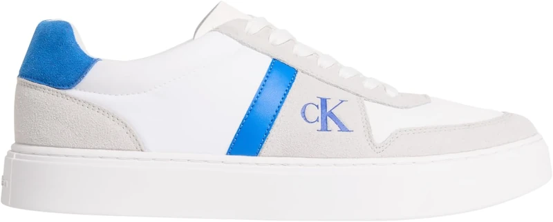 Calvin Klein Men's Classic Cups Lace Mix Emb Tongue Ym0Ym01395 Low Top, White (Bright White/Lapis Blue), 8