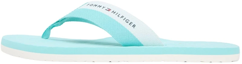 Tommy Hilfiger Men’s Flip Flops Webbing Beach Sandal with Webbing Straps, Turquoise (Arctic Aqua), 7
