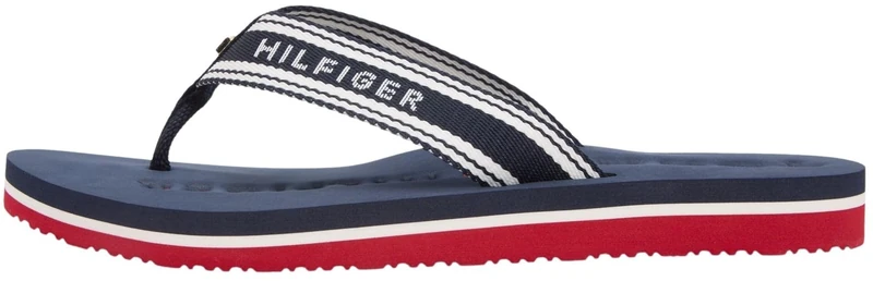 Tommy Hilfiger Women's Th Webbing Summer Sandal FW0FW09193 Flip Flops, BLUE (Rwb), 6 - Image 1