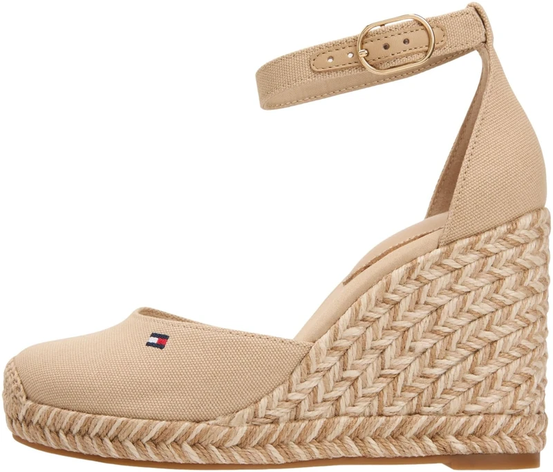 Tommy Hilfiger Women's Flag High Wedge Espad Closed Toe FW0FW09225 Wedge Espadrilles, BEIGE (Clayed Pebble), 7