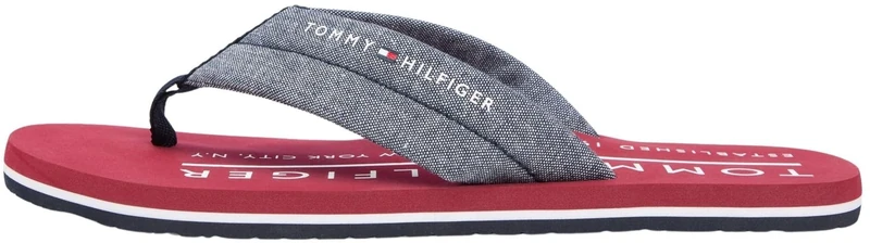 Tommy Hilfiger Men’s Flip Flops Chambray Beach in Linen, Blue (Desert Sky), 5.5