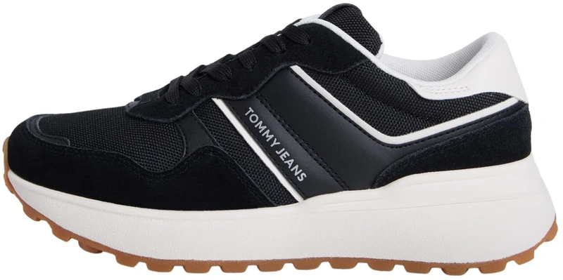 Tommy Jeans Women’s Runner Trainers Sporty Low Top, Black (Black), 6