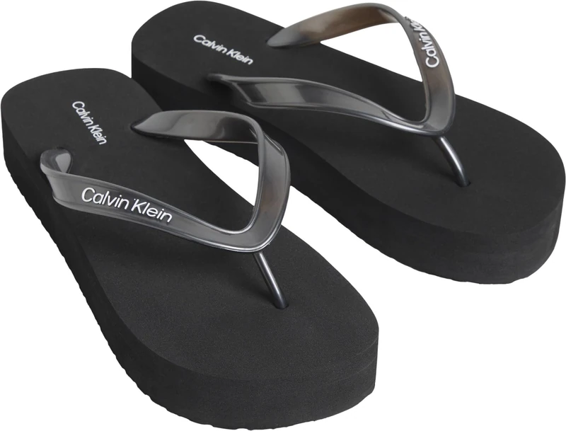 Calvin Klein Women’s Flip Flops Flatform with Platform, Brown (Triple Black), 8