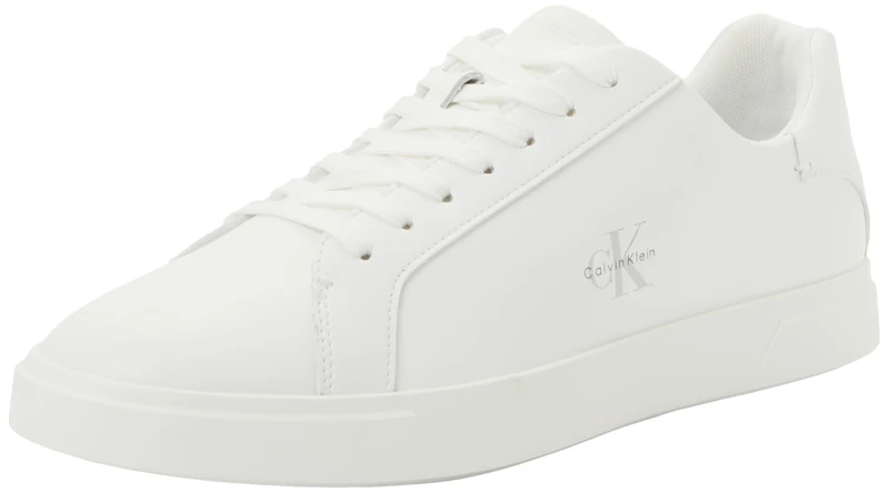 Calvin Klein Women's Cupsole Trainers Low Pro in Leather, White (Triple Bright White), 3