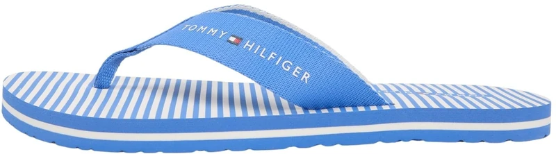 Tommy Hilfiger Women's Th Ithaca Stripe Summer Sandal FW0FW09192 Flip Flops, BLUE (Blue Spell), 5