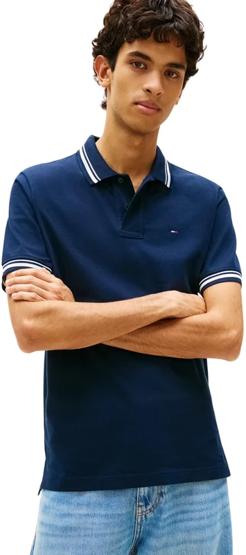 Tommy Jeans Men's TJM Reg Tipped Polo Ext DM0DM22700 S/S, Blue (Dark Night Navy), M
