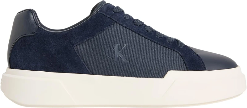 Calvin Klein Men's Cupsole Trainers Chunky Lace-up in Suede, Blue (Ck Navy/Marshmallow), 9