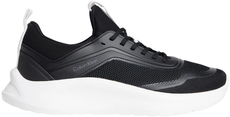 Calvin Klein Women’s Runner Trainers Light Sock Mesh with Loop, Black (Black/Pearl Grey), 6