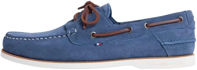 Tommy Hilfiger Men's Th Boat Shoe Core Suede Fm0Fm05387 Boat Shoes, Blue (Aegean Sea), 9