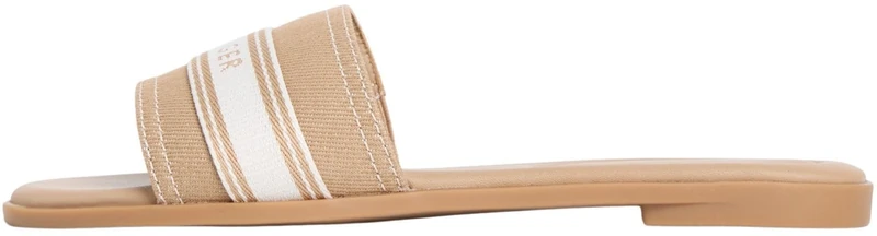 Tommy Hilfiger Women's Flat Mule Webbing FW0FW09217 Flat Sandals, KHAKI (Safari Canvas), 6