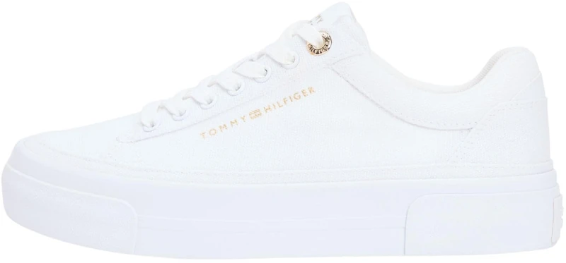 Tommy Hilfiger Women's Th Foxing Platform Canvas FW0FW09480 Low Top, White (White), 3.5