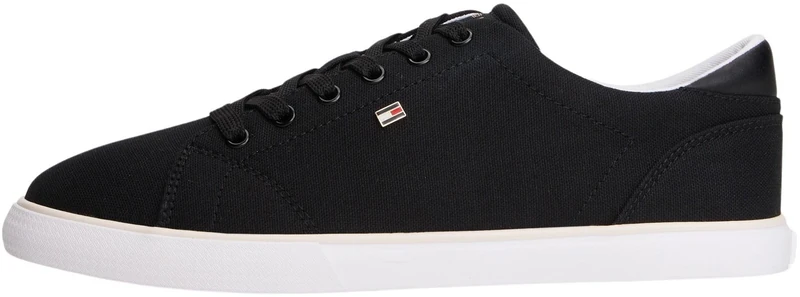 Tommy Hilfiger Women’s Canvas Trainers Low Profile Lace-up, Black (Black), 5