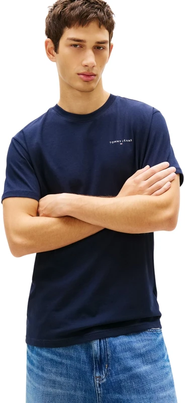 Tommy Jeans Men's TJM Slim Linear Ss Tee 2Pck Ext Dm0Dm22316 S/S T-Shirt, Multi (Blue Twilight/Dark Night Navy), S