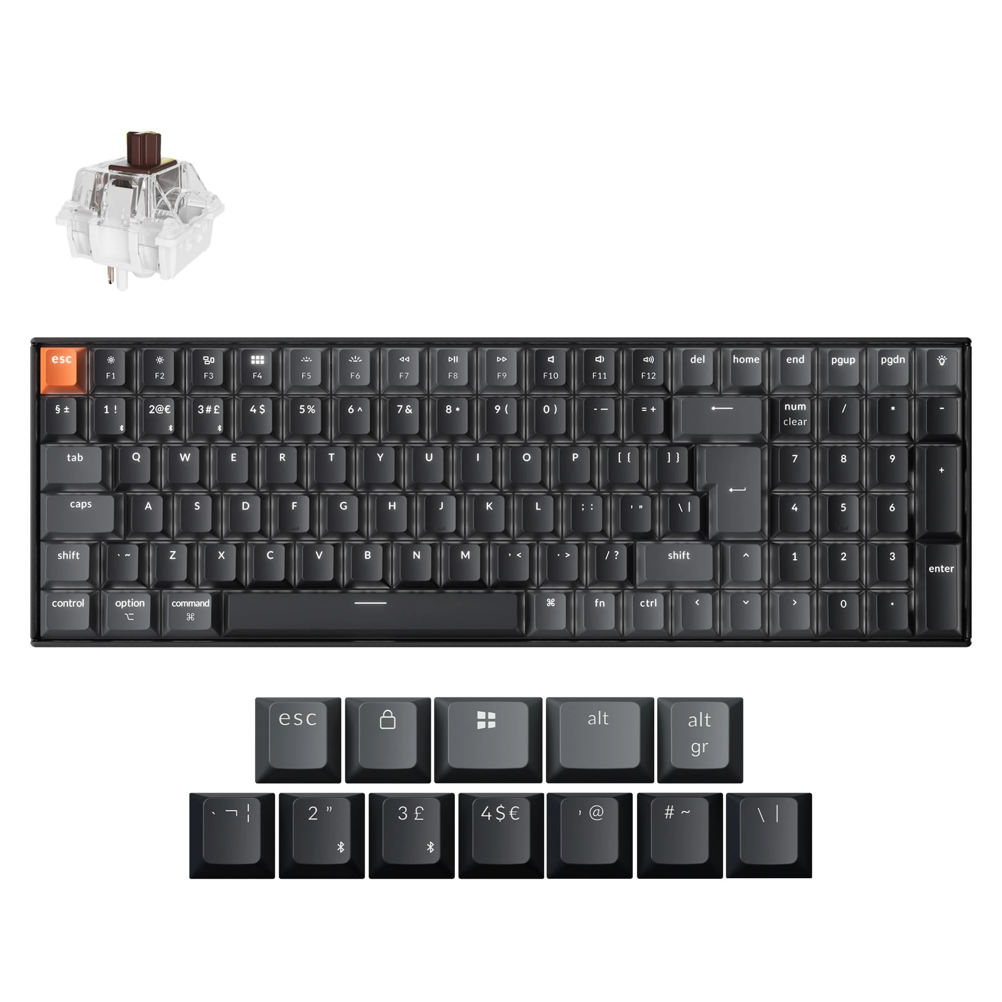 Keychron K4 QMK Wireless Custom Mechanical Keyboard, 96% Layout Bluetooth/2.4G/USB-C Programmable, White Backlit Super Brown Switch for Mac/Windows/Linux UK Layout - Version 3