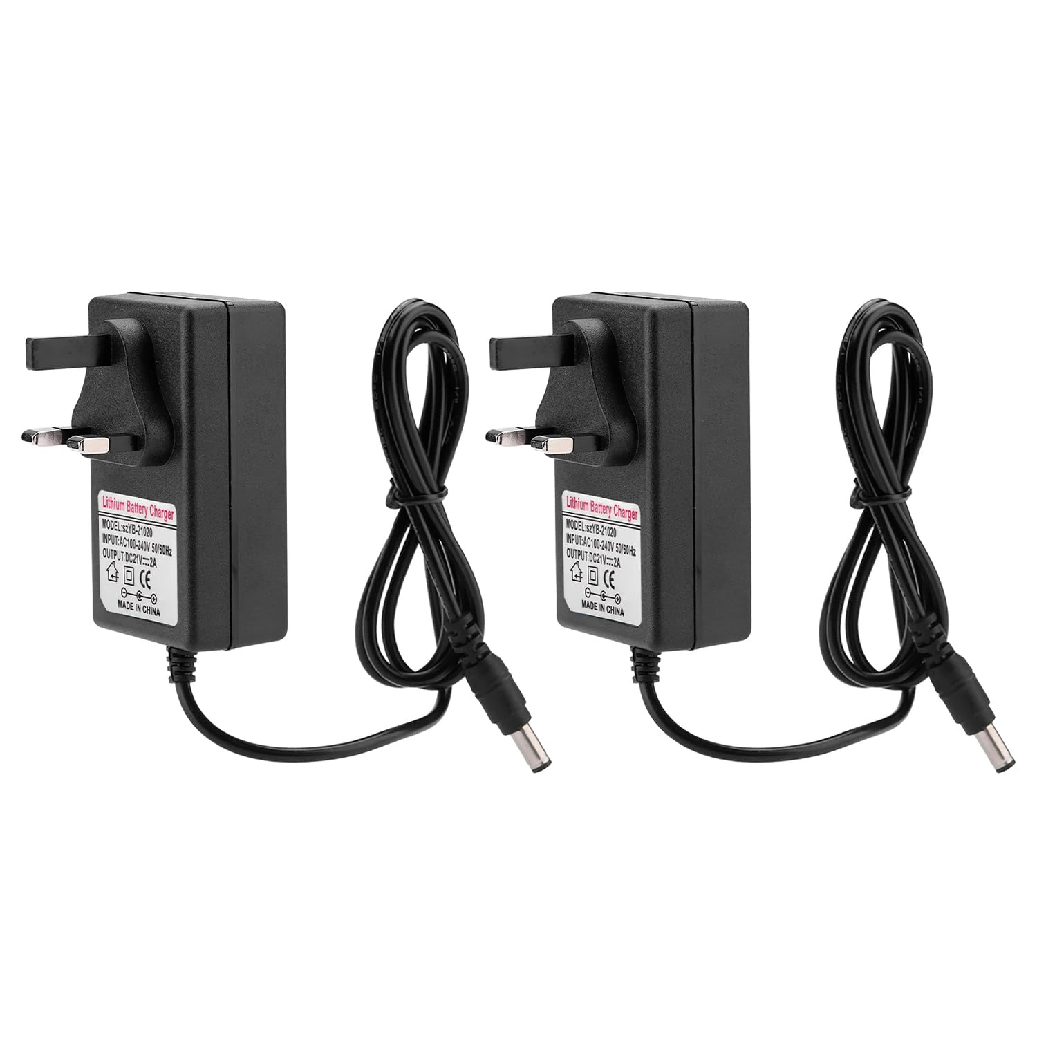 21V 2A AC/DC Power Supply Adapter, Lithium Battery Charger Wall Charger with Overcurrent Overvoltage Protection (2pcs)