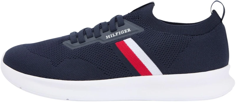 Tommy Hilfiger Men's Lightweight Knitted Runner FM0FM05756 Low Top, Blue (Desert Sky), 10.5