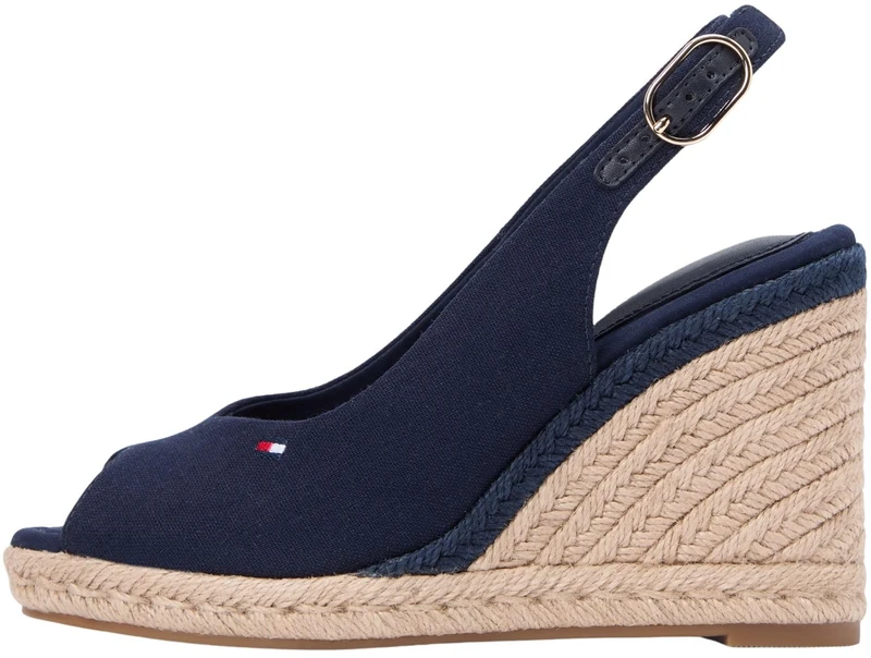 Tommy Hilfiger Women's Flag High Wedge Espad Slingback FW0FW09343 Wedge Espadrilles, BLUE (Space Blue), 6