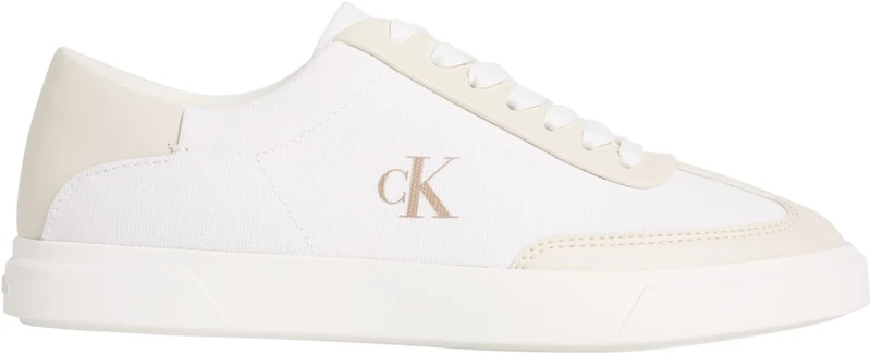 Calvin Klein Women's Canvas Trainers Low Pro in Cotton Canvas, White (Bright White/Dk Ecru), 8.5