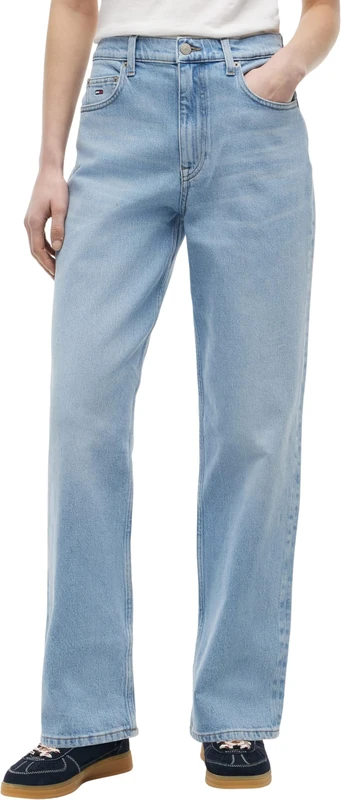 Tommy Jeans Women's Layla Hr Slim Str Bj0111 DW0DW23018 Straight, Denim (Denim Light), 34W x 32L