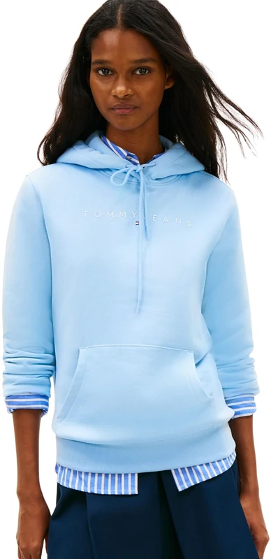 Tommy Jeans Women's Tjw Reg Linear Hoodie Dw0Dw17324 Pullover Hoodie, BLUE (Light Powdery Blue), M