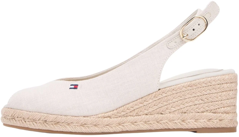 Tommy Hilfiger Women's Mid Wedge Espad Slingback FW0FW09228 Wedge Espadrilles, BEIGE (Classic Beige), 7.5
