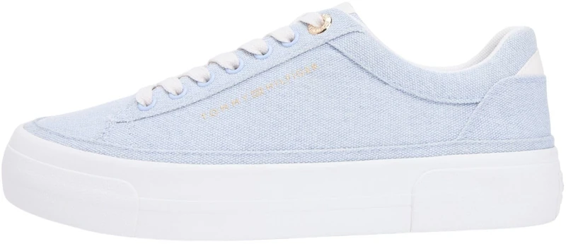 Tommy Hilfiger Women's Th Foxing Platform Washed Canvas FW0FW09172 Low Top, Blue (Breezy Blue), 7.5