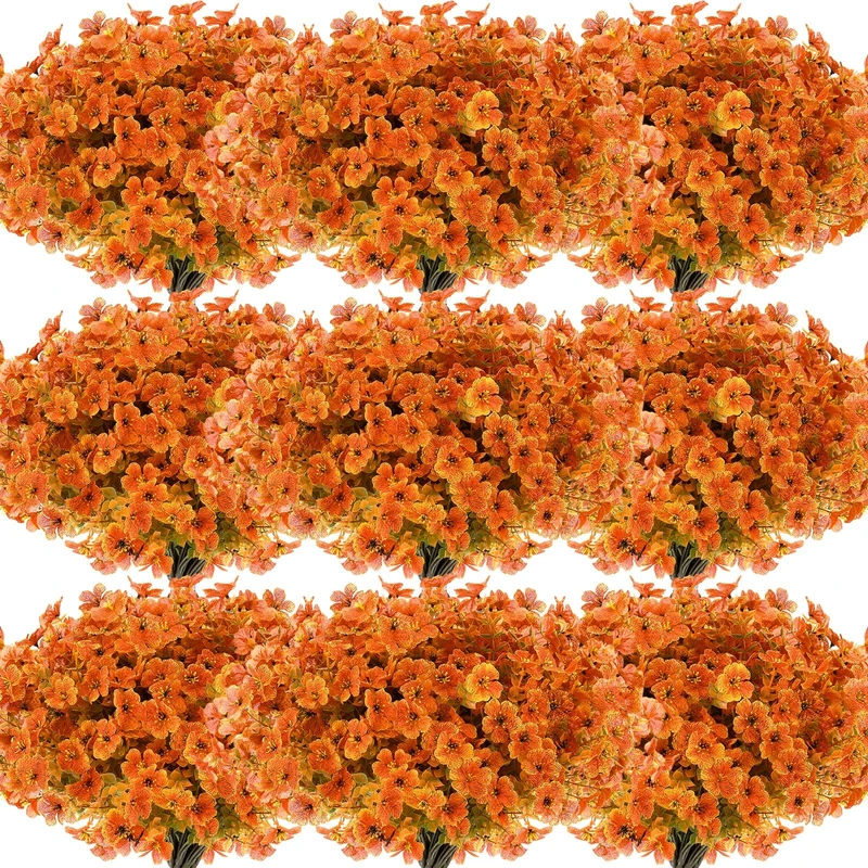 Zeyune 56 Bundles Fall Artificial Flowers for Outdoor Decoration Thanksgiving Plastic No Fade UV Resistant Fake Flower Faux Plants for Autumn Wedding Patio Garden Porch Box Decor