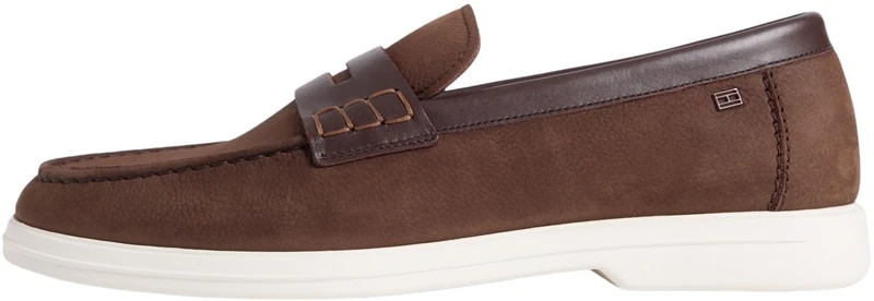 Tommy Hilfiger Men’s Driving Shoes Nubuck Loafers in Leather, Brown (Legacy Brown), 8