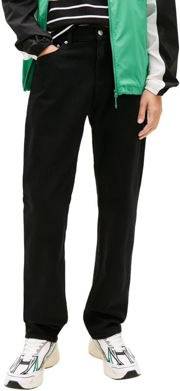 Tommy Jeans Men’s Jeans Ryan Slim Straight Fit, Black (Denim Black), 29W/30L