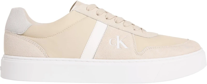Calvin Klein Men's Classic Cups Lace Mix Emb Tongue Ym0Ym01395 Low Top, Khaki (Oatmeal/Bright White), 8