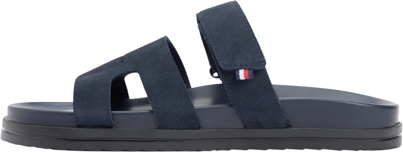 Tommy Hilfiger Men's Adjustable Premium Suede Sandal FM0FM05774 Flat Sandals, BLUE (Desert Sky), 10.5