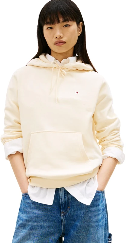 Tommy Jeans Women's Tjw Reg S Flag Hoodie Dw0Dw19958 Pullover Hoodie, BEIGE (Almost Yellow), S