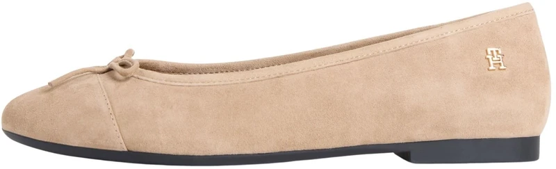 Tommy Hilfiger Women’s Ballet Pumps in Leather, Beige (Safari Canvas), 7.5