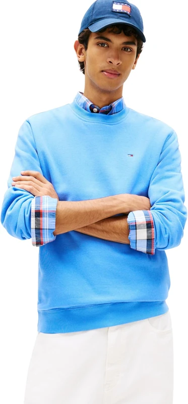 Tommy Jeans Men's Tjm Reg S Flag Crew Dm0Dm20741 Pullover Sweatshirt, BLUE (Blue Twilight), XS