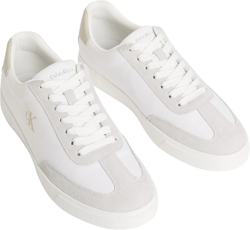 Calvin Klein Men's Low Prof Cupsole Cv HM0HM02236 Low Top, Gold (Bright White/Oatmeal), 6.5
